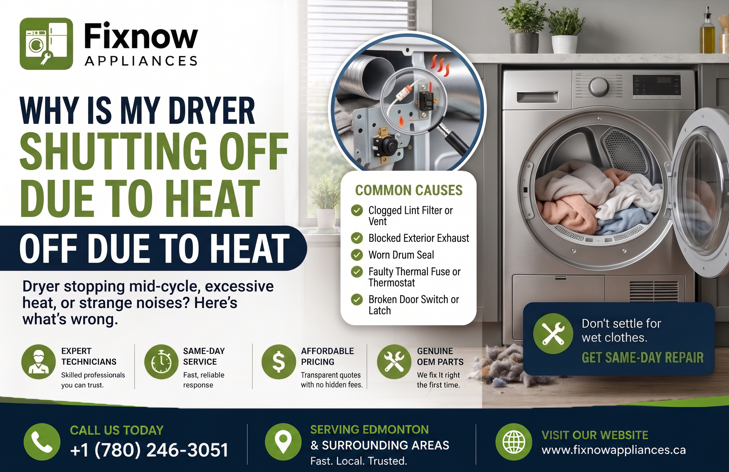 Why Is My Dryer Shutting Off Due to Heat? | FixNow Appliances